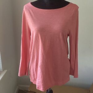 LOFT Coral Pink 3/4 Sleeve Boatneck Top